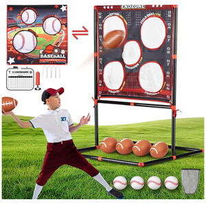 Football + Baseball Toss Game Set - Includes 4 Soft Footballs + 4 Baseball Lawn